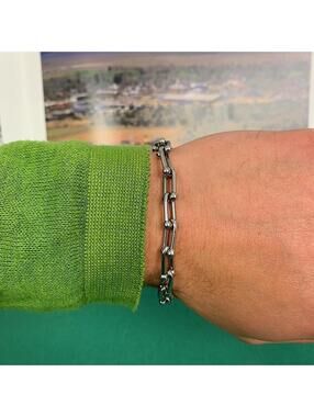 Vintage Y2K atyle U Link Shape Silver Bracelet . Stainless steel high quality!
